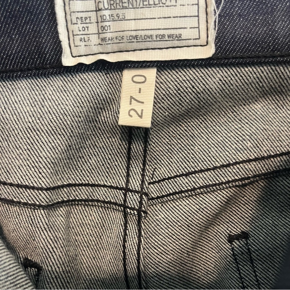 Current/Elliott The Cropped Capri Straight Dark Wash Blue Jeans SAMPLE Size 27 - Picture 2 of 7